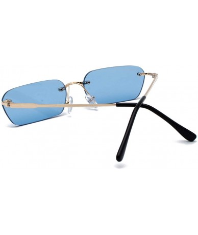 Rimless Rimless Rectangle Sunglasses Women Accessories Square Sun Glasses for Men Small - Gold With Blue - CD18RSAH64G $14.42