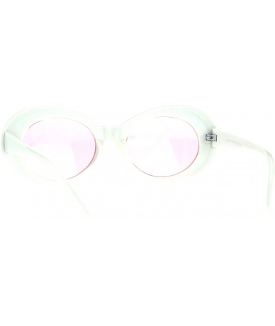 Oval Womens White Plastic Gothic Vintage Cat Eye Mod Color Lens Sunglasses - Pink - C5182DI459Y $12.88