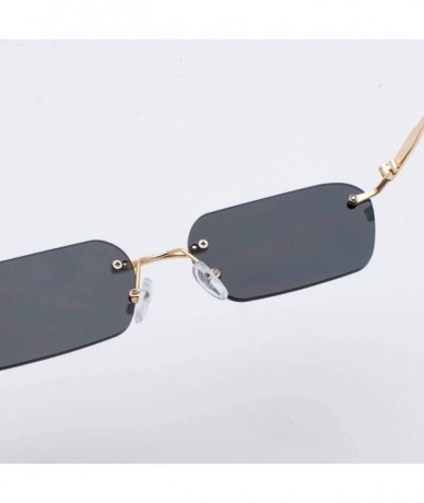 Rimless Rimless Rectangle Sunglasses Women Accessories Square Sun Glasses for Men Small - Gold With Blue - CD18RSAH64G $14.42