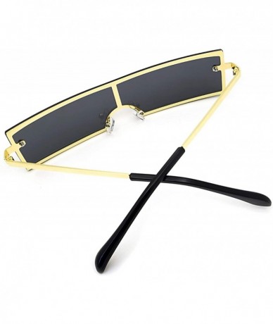 Square Women's Fashion Trend Small Rectangular Metal Frame Personality Sunglasses - Golden Frame Gray Lens - CE18SX0TUXQ $12.82