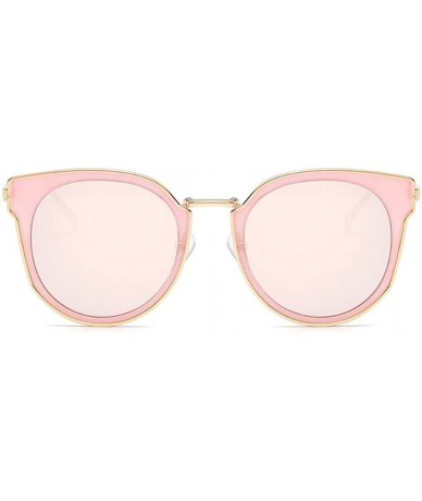 Oversized Fashion UV Sunglasses Mirrored Lens Oversized Metal Frame Cat Style J6667 - Gold Frame/Pink - CT180WUWOWG $26.63