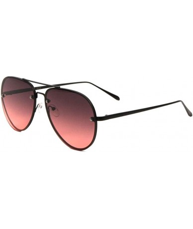 Aviator Rimless Oceanic Color Lens Classic Frame Aviator Sunglasses - Smoke Red - CP190IX59TN $29.66