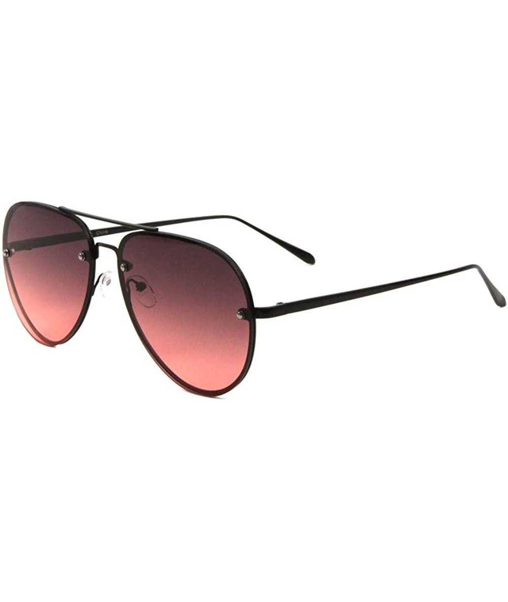 Aviator Rimless Oceanic Color Lens Classic Frame Aviator Sunglasses - Smoke Red - CP190IX59TN $14.83