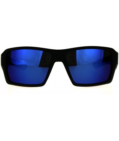 Sport Mens Thick Plastic Rectangular Sport Warp Agent Sunglasses - Blue - CS18D3KAYIW $9.02