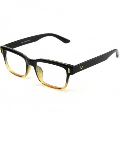 Rectangular Modern Fashion Rectangular Thick Frame Clear Lens Glasses - Black Brown - C011ASE24FD $11.88