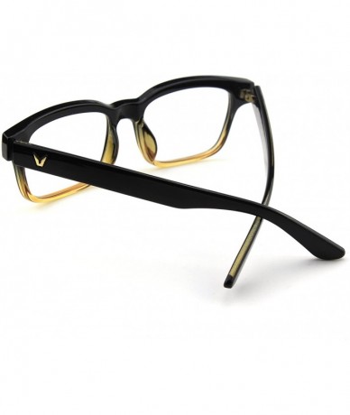 Rectangular Modern Fashion Rectangular Thick Frame Clear Lens Glasses - Black Brown - C011ASE24FD $11.88