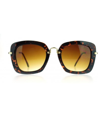 Rectangular Womens Rectangular Plastic Runway Fashion Metal Hinge Designer Sunglasses - Tortoise - CB11MWB0NMH $20.02