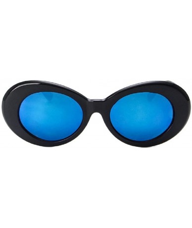 Oval Bold Retro Oval Mod Thick Frame Sunglasses Clout Goggles with Round Lens - F - C918CKKLD7K $7.65