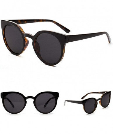 Goggle Ultra-light Women Round Fashion glasses Brand Designer Party Sunglasses UV400 - Black Leopard - CS18RMROXGY $12.60