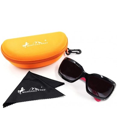 Wayfarer Wayfarer Rhinestone Sunglasses For Women Western UV 400 Protection Shades With Bling - CH19CDT5ZIC $19.34