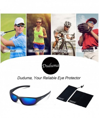 Round Tr8116 Polarized Sports Sunglasses for Men Women Baseball Cycling Fishing Golf - Black Matte Frame With Blue Lens - CI1...