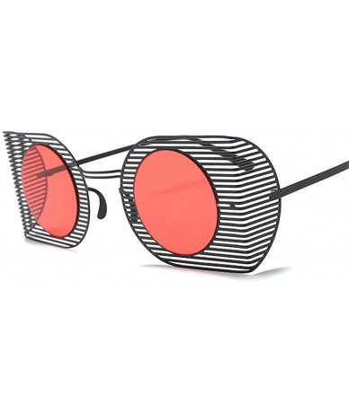Square Fashion Vintage Round Lens Sunglasses Retro Square Metal Frame Sun glasses for Women 18415 - Blackred - CL18A9A05H3 $1...