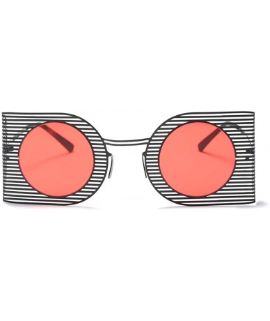 Square Fashion Vintage Round Lens Sunglasses Retro Square Metal Frame Sun glasses for Women 18415 - Blackred - CL18A9A05H3 $1...
