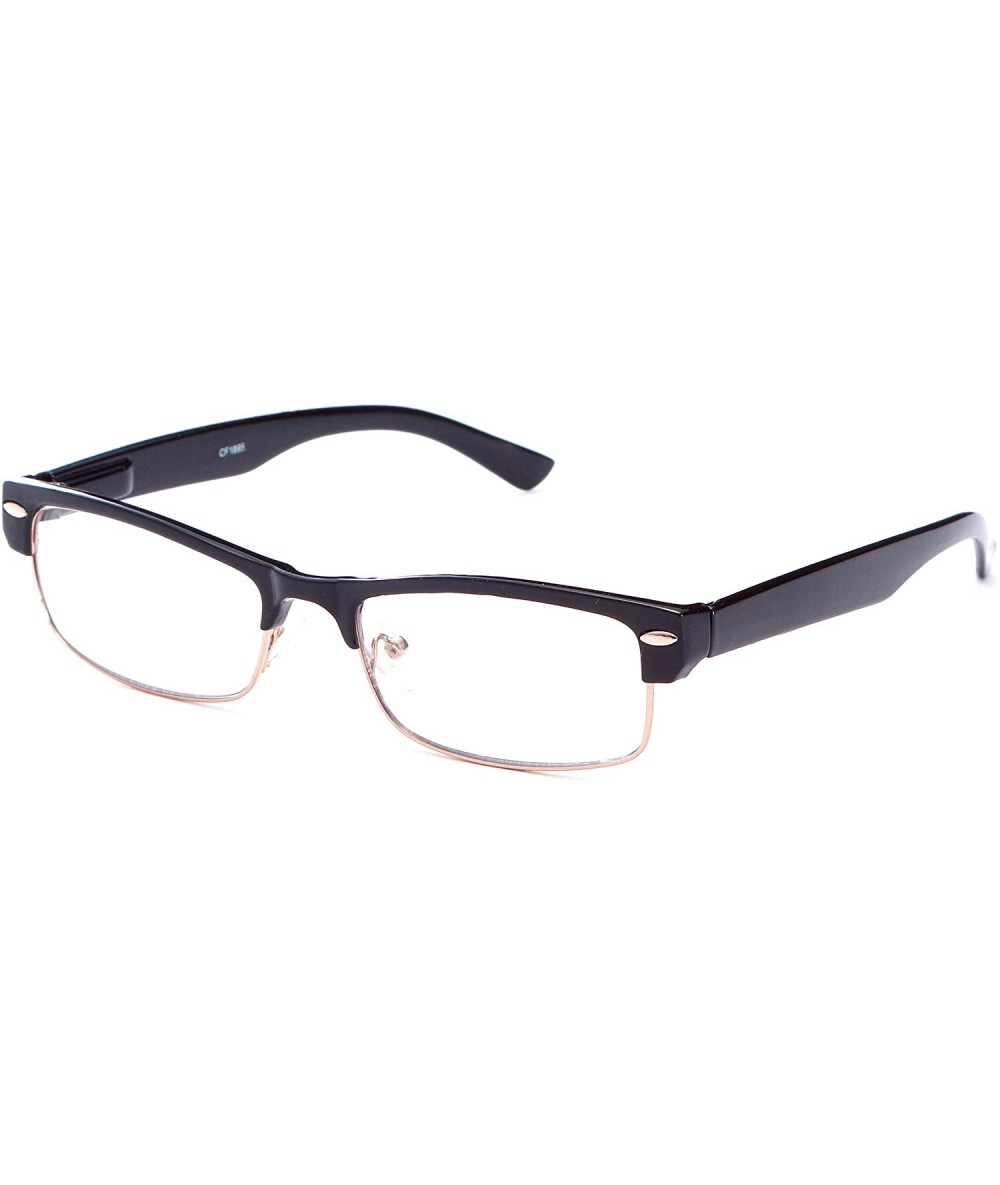 Semi-rimless Unisex Classic Vintage Horn Rimmed Style Half Frame Clear Lens Eye Glasses for Men & Women - Black/Gold - CD120Z...