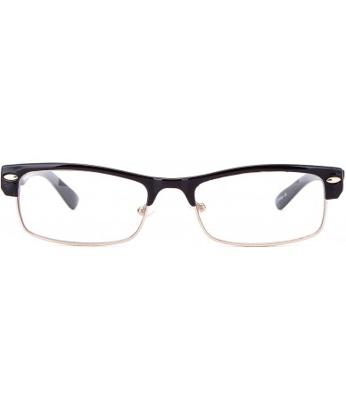 Semi-rimless Unisex Classic Vintage Horn Rimmed Style Half Frame Clear Lens Eye Glasses for Men & Women - Black/Gold - CD120Z...