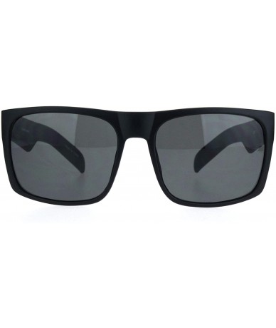 Rectangular Mens Thick Horn Rectangular Plastic Gangster All Black Sunglasses - Matte Black - CF18L94E8MK $7.88