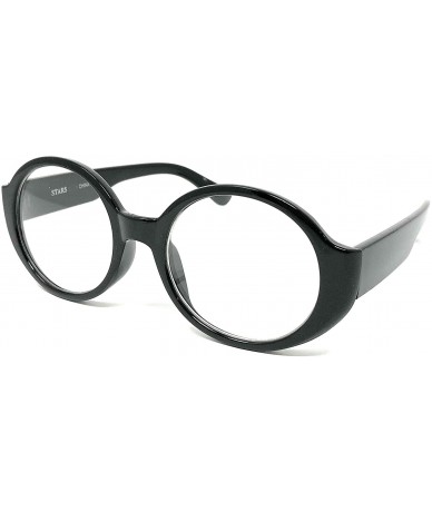 Round Nerd Glasses Classic Fashion Frame Clear Lens Square Round Rectangle - Black Circle Thick Frame- Clear - C618X4QK7N3 $8.10