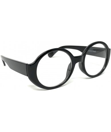 Round Nerd Glasses Classic Fashion Frame Clear Lens Square Round Rectangle - Black Circle Thick Frame- Clear - C618X4QK7N3 $8.10