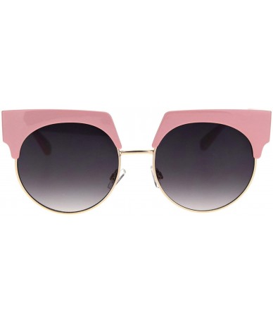 Cat Eye Womens Thick Brow Half Horn Rim Cat Eye Sunglasses - Pink Gold Smoke - C018SM0C87U $14.28