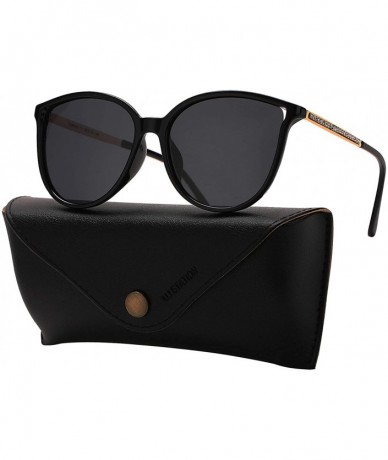 Sport Oversized Polarized Sunglasses for Women-Cateye Plastic Frame UV400 Protection with Sunglasses Case U299 - Blk_p - C418...