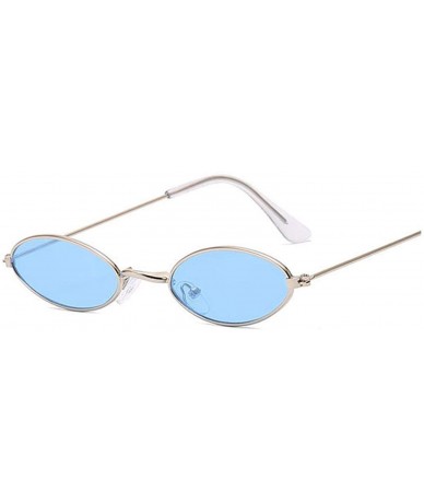 Round Small Frame Black Shades Round Sunglasses Women Oval Vintage Fashion Pink Sun Glasses Oculos De Sol - Silverblue - CU19...