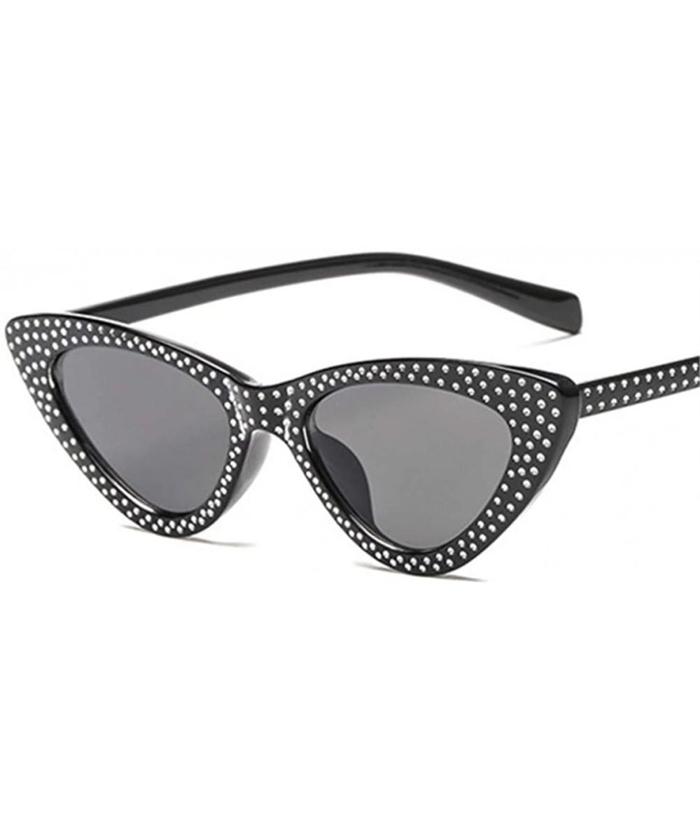 Cat Eye Luxury Cat Eye Sunglasses Rhinestone Small Sexy Women Brand Fashion Sunglasses Female Red Vintage UV400 Sunglass - CP...