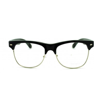 Rectangular Classic Retro Nerdy Geek Half Rim Horned Horned Eye Glasses - Black - C511YFDZUVT $13.22