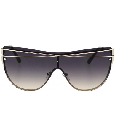 Shield Womens Flat Top Shield Retro Chic Designer Sunglasses - Gold Smoke - CB18S23MGD9 $10.26