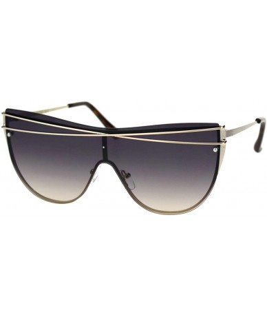 Shield Womens Flat Top Shield Retro Chic Designer Sunglasses - Gold Smoke - CB18S23MGD9 $10.26