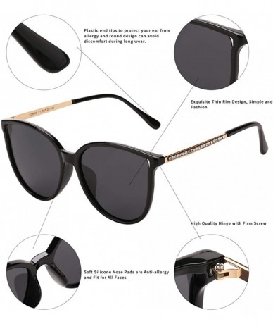 Sport Oversized Polarized Sunglasses for Women-Cateye Plastic Frame UV400 Protection with Sunglasses Case U299 - Blk_p - C418...