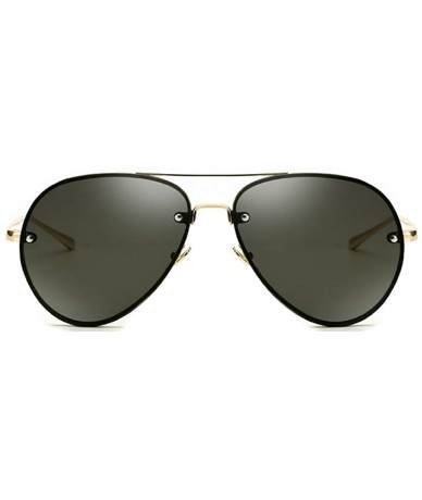 Square Classic Double Bridge Metal Aviator Sunglasses Retro UV400 Semi-rimless Glasses - Clear Black - C518SMMTR5Y $26.86