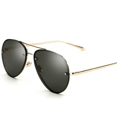Square Classic Double Bridge Metal Aviator Sunglasses Retro UV400 Semi-rimless Glasses - Clear Black - C518SMMTR5Y $17.22