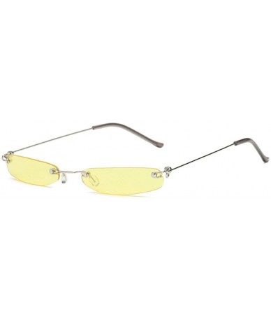 Rectangular Fashion Super Small Fashion Chic Rimless Sunglasses Brand Designer Candy Color - Light Yellow - CL18T60G5N6 $15.65