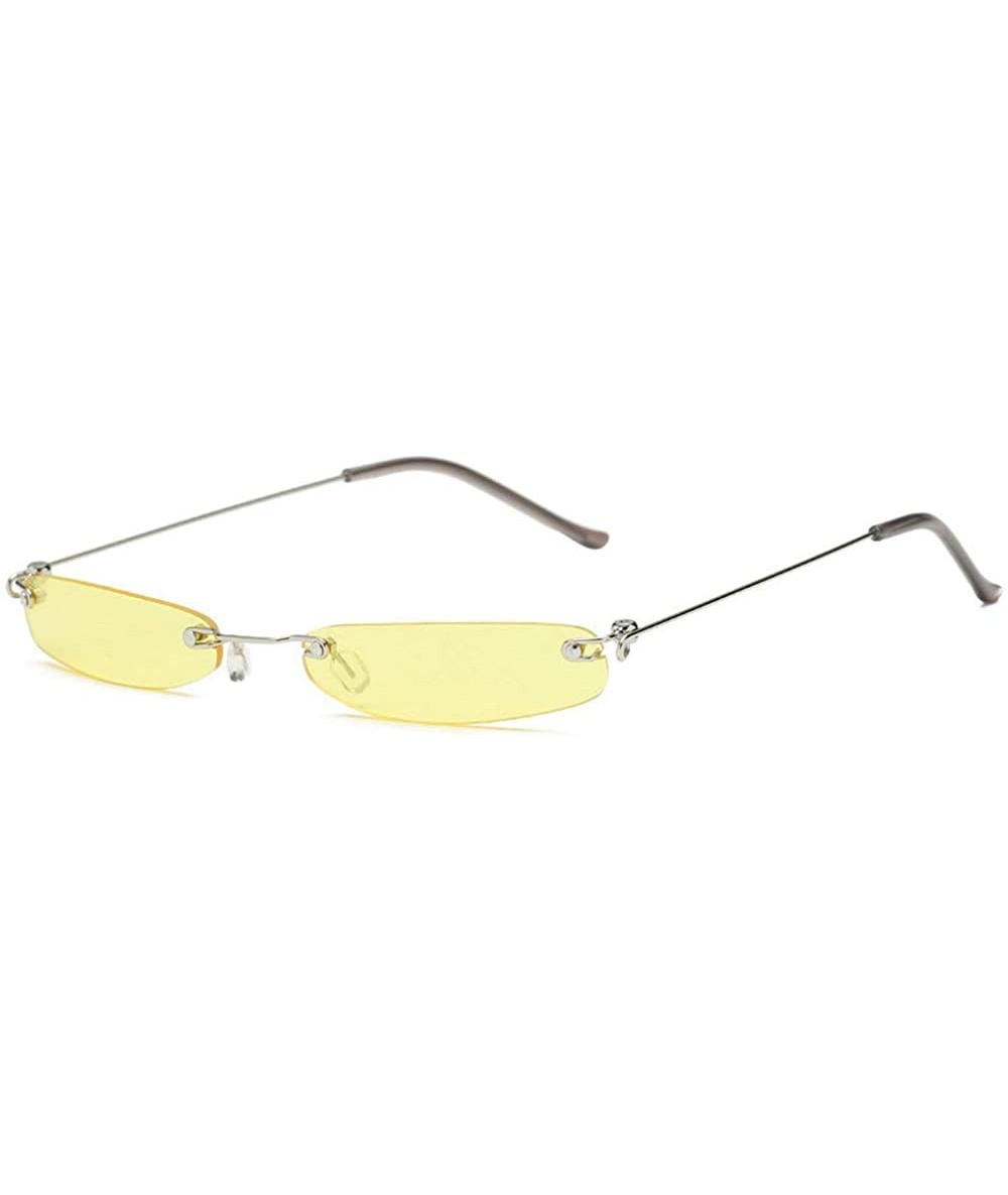 Rectangular Fashion Super Small Fashion Chic Rimless Sunglasses Brand Designer Candy Color - Light Yellow - CL18T60G5N6 $15.65