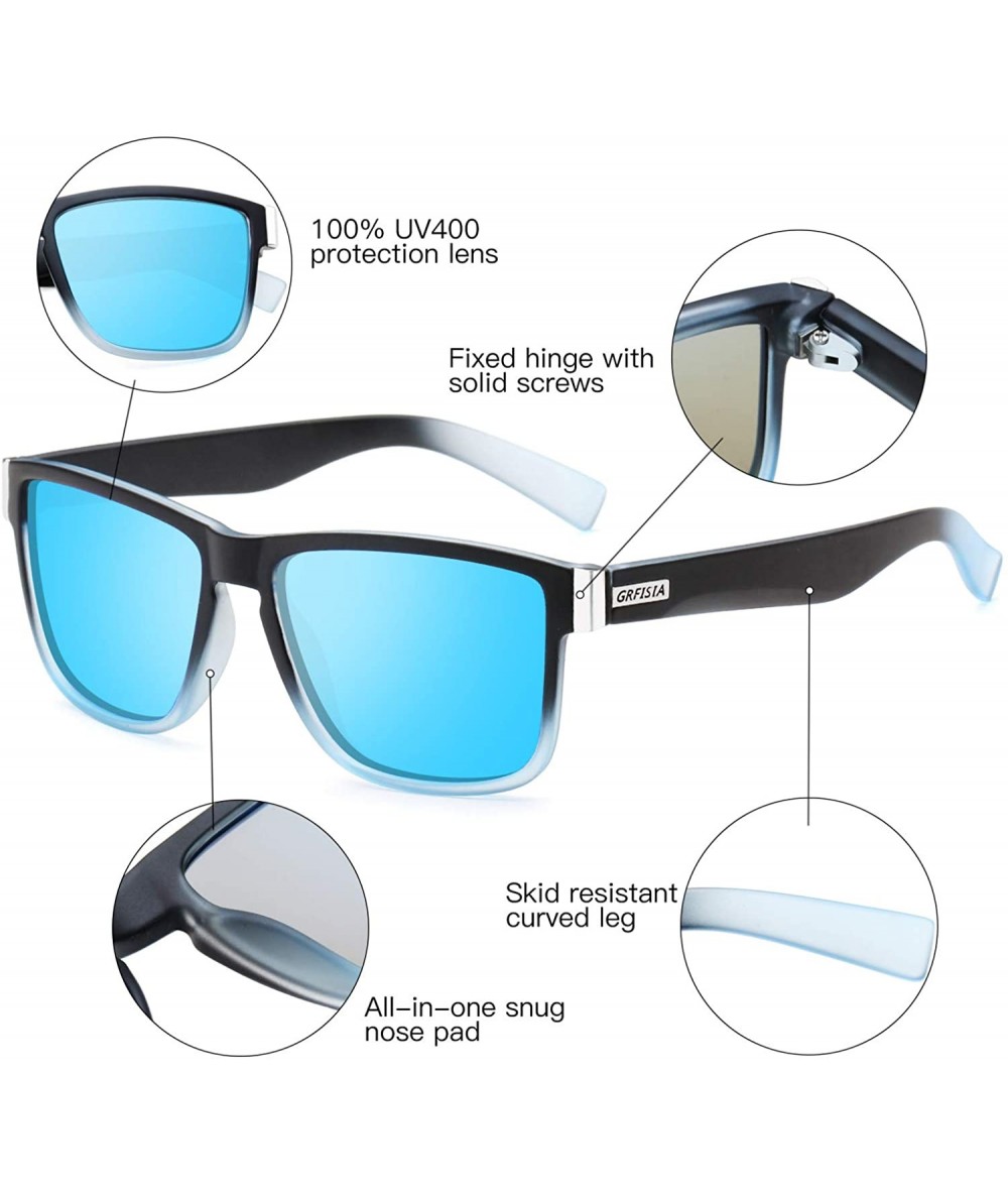 SIMPLE Classic Retro Fashion Mirrored Sunglasses for Men - Blue -  C718ZEQ2TL3
