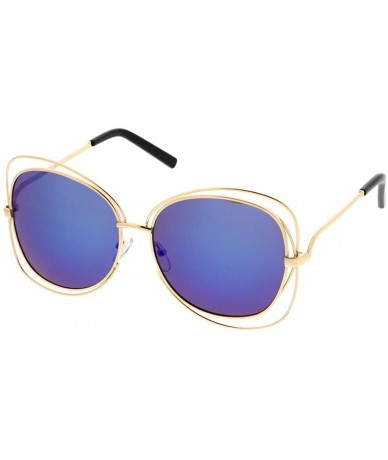 Butterfly Fashion Double Butterfly Wire Flash Lens Women Sunglasses Model S60W3192 - Blue - CI183RCIUI6 $18.88