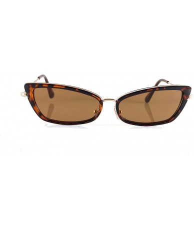 Cat Eye Retro Vintage Slim Wide Triangle Rectangular Cat-Eye Sunglasses A241 - Tortoise Brown - CX18KYSU34A $12.66