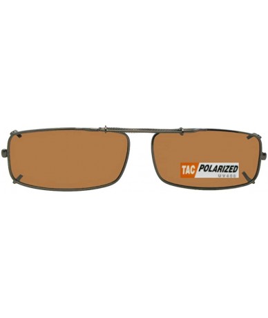 Rectangular Extra Skinny Rectangle Shape Polarized Clip on Sunglasses - Dark Bronze-polarized Amber Lens - CT180TZMH3X $12.62