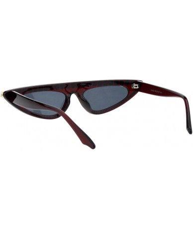 Oval Fancy Rhinestones Sunglasses Womens Flat Top Half Oval Skinny Shades UV 400 - Burgundy - CQ18K3T62ET $12.67