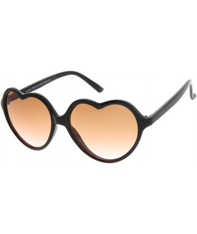 Oversized Women's Black Frame Colored Gradient Lens Heart Shaped Sunglasses 56mm - Black / Orange-pink - C312N1GALSD $12.04