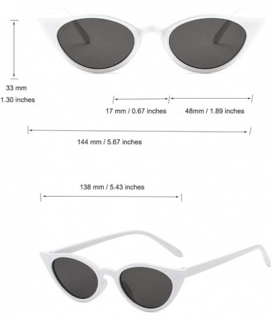 Oval Women Vintage Cat Eye Sunglasses Retro Small Oval Lens UV400 - White - CR1924C0YL9 $9.80