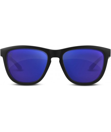 Wrap Lutzka X Skateboarding Sport Sunglasses Black with Blue Mirror Lens - CL18QQXXSAI $25.38