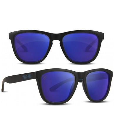 Wrap Lutzka X Skateboarding Sport Sunglasses Black with Blue Mirror Lens - CL18QQXXSAI $25.38