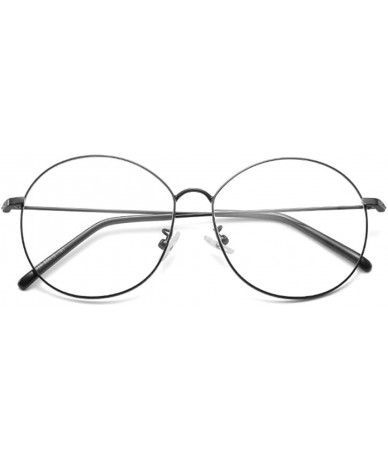 Oval Men's and Women's Retro Metal Eyeglass Frame Round Optical Glasses - Black - CI18N8DZA35 $9.81