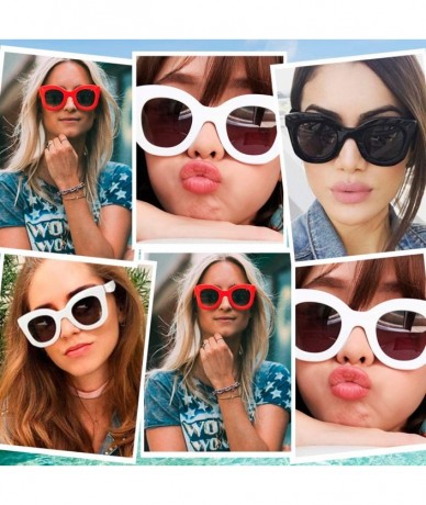 Oversized Cateye Sunglasses For Women Street Fashion Oversized Plastic Frame - 100% UV Protection - Black Frame @ Red Lens - ...