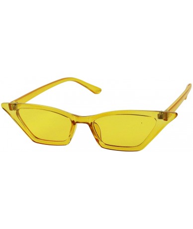 Cat Eye Small Cateye Sunglasses Retro UV Protection Mini Vintage Narrow Wide Pointy Mod Chic - Yellow Frame / Yellow Lens - C...