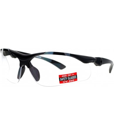 Semi-rimless Clear Lens Protective Safety Glasses UV 400 ANSI Z87.1+ Up Down Temple - Black - C0189LMGMY9 $9.73