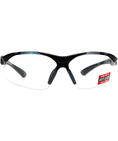 Semi-rimless Clear Lens Protective Safety Glasses UV 400 ANSI Z87.1+ Up Down Temple - Black - C0189LMGMY9 $9.73