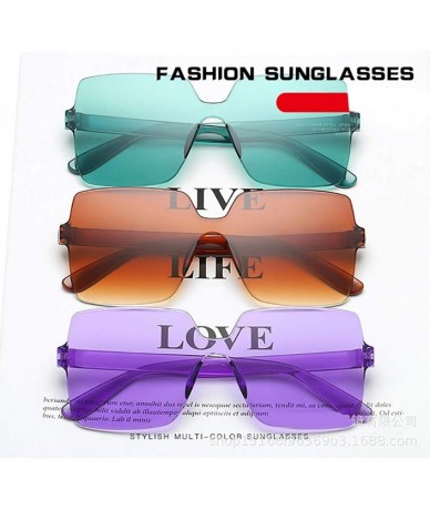 Square Heart Shaped Rimless Sunglasses Transparent Candy Color Frameless Resin Lens Glasses for Men and Women - Red - CU199Y4...