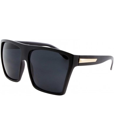 Oversized Large Retro Style Square Oversize Flat Top Sunglasses Shades - Black - C418E55M2WY $9.10